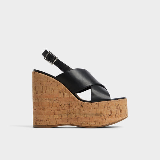 Sandcastle Black Women's Platform sandals - Strappy wedge sandal | Aldo Premium