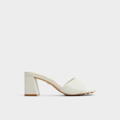 Tisha White Women's Heeled mules - Heeled mule, Block heel | Aldo Premium