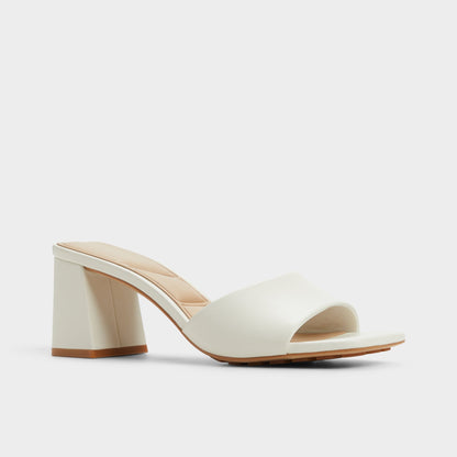 Tisha White Women's Heeled mules - Heeled mule, Block heel | Aldo Premium