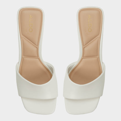 Tisha White Women's Heeled mules - Heeled mule, Block heel | Aldo Premium