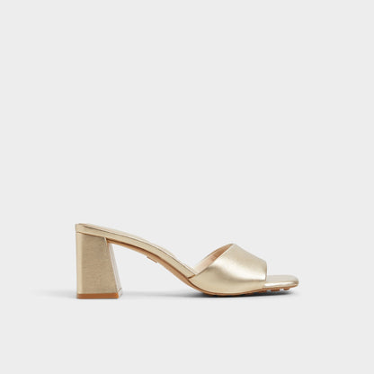 Tisha Gold Women's Heeled mules - Heeled mule, Block heel | Aldo New