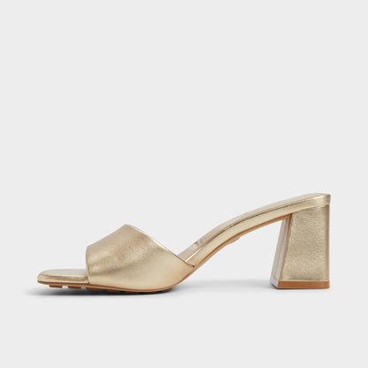 Tisha Gold Women's Heeled mules - Heeled mule, Block heel | Aldo New