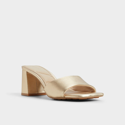 Tisha Gold Women's Heeled mules - Heeled mule, Block heel | Aldo New