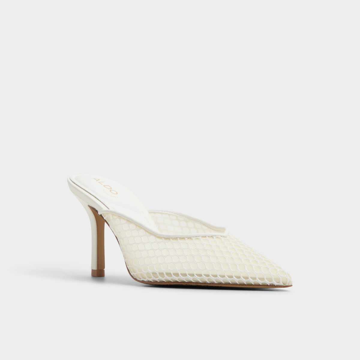 Gamilia Open White Textile Mesh Women's Mesh - Heeled mule, Stiletto heel | Aldo Signature