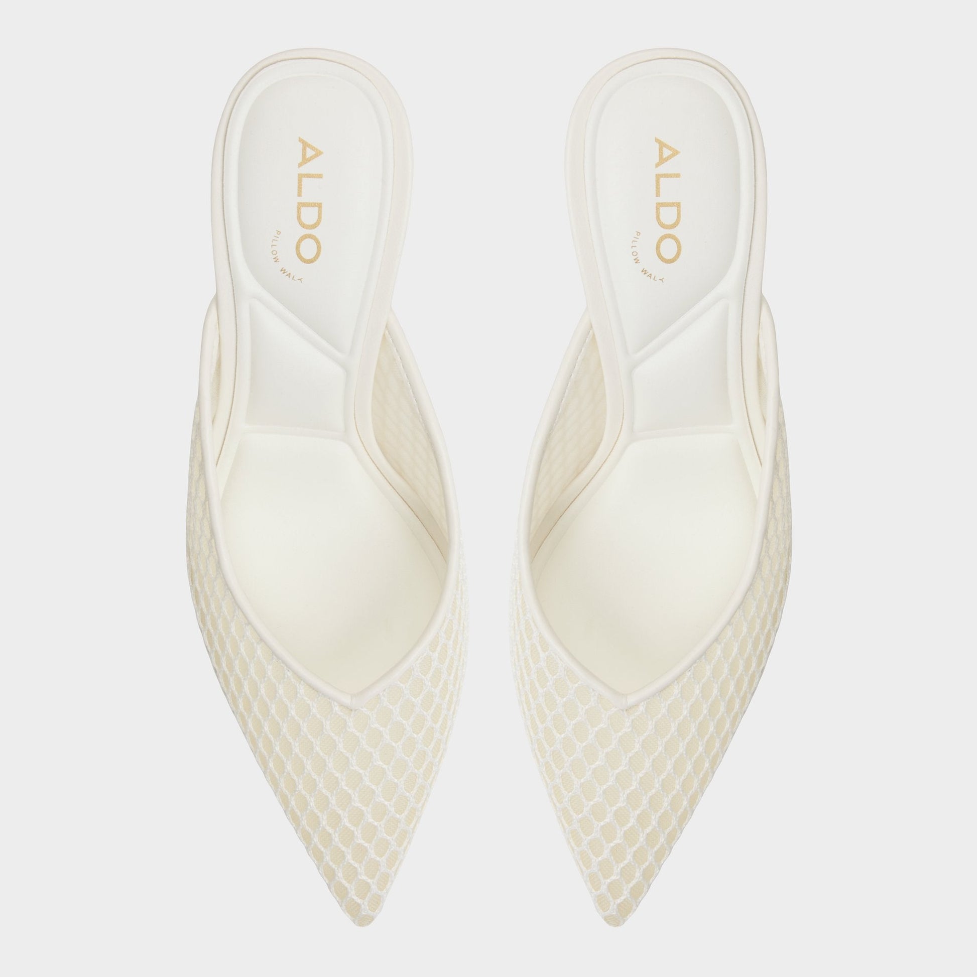 Gamilia Open White Textile Mesh Women's Mesh - Heeled mule, Stiletto heel | Aldo Signature