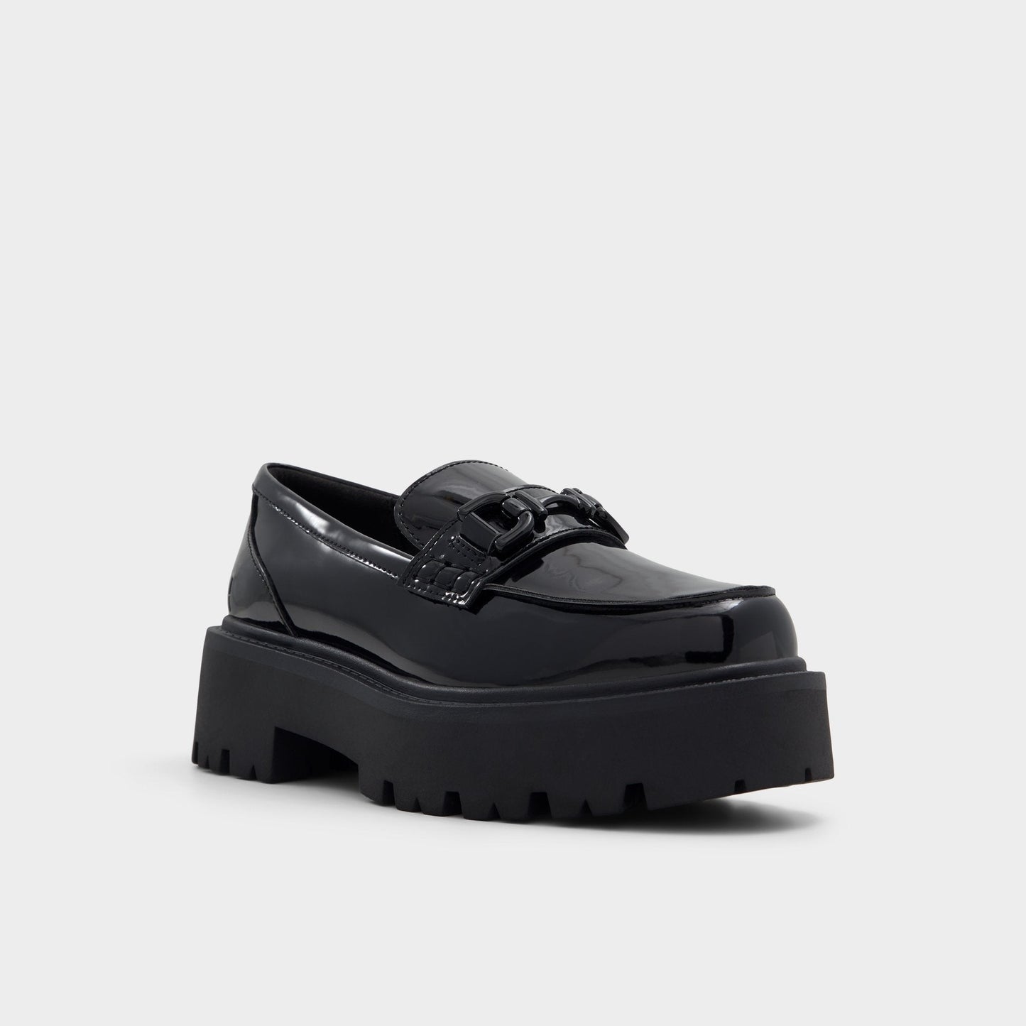 Oneameth Black Synthetic Patent Women's Loafers & Oxfords - Loafer, Lug sole | Aldo Popular