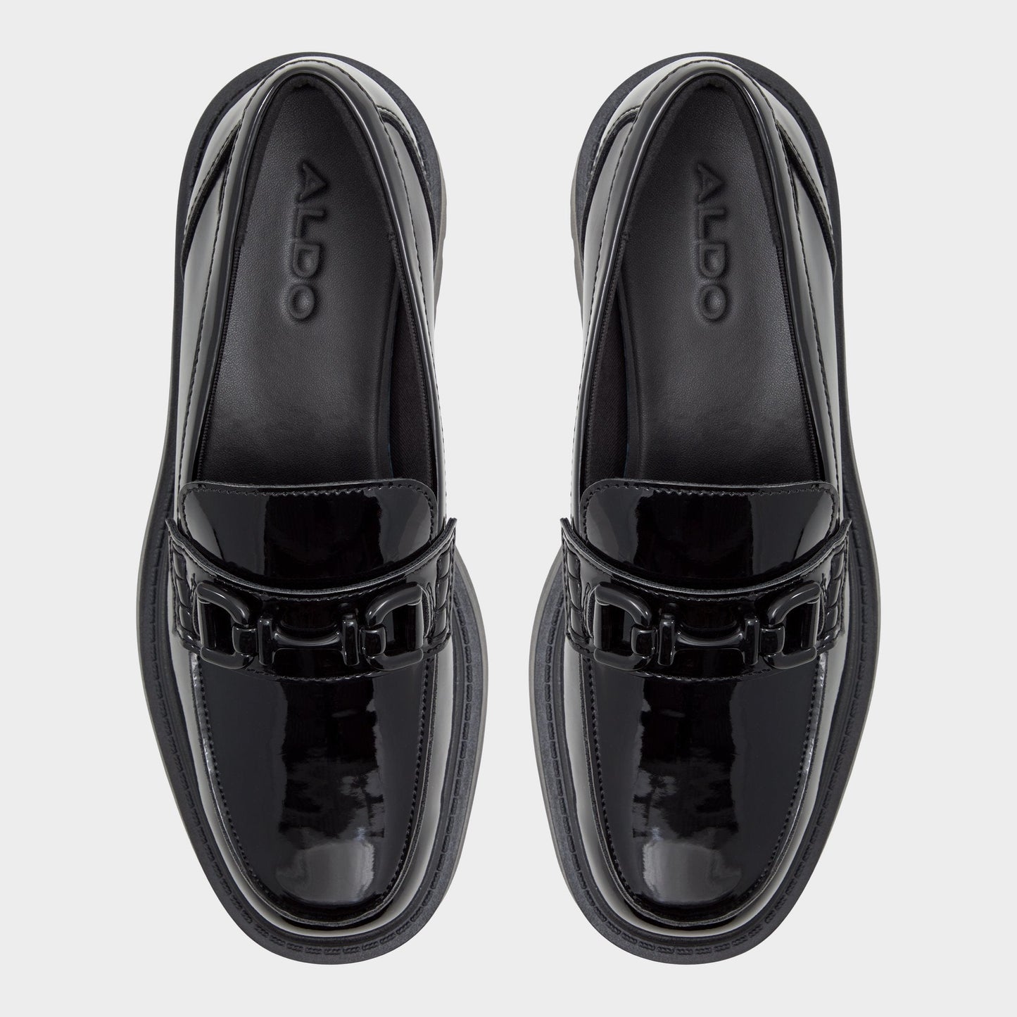 Oneameth Black Synthetic Patent Women's Loafers & Oxfords - Loafer, Lug sole | Aldo Popular
