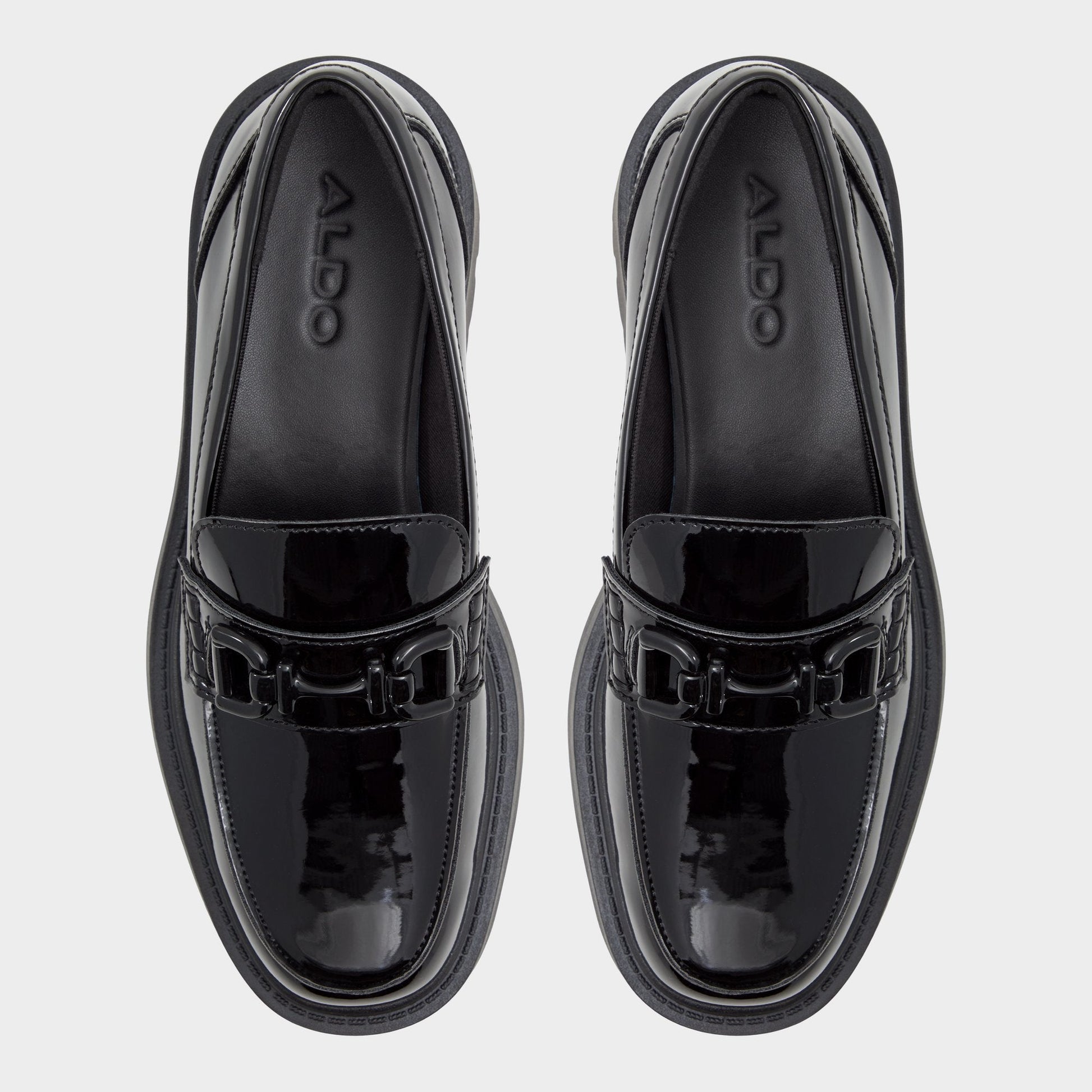 Oneameth Black Synthetic Patent Women's Loafers & Oxfords - Loafer, Lug sole | Aldo Popular