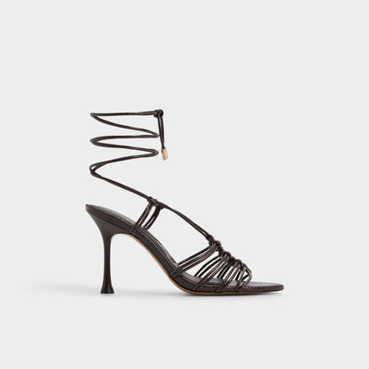 Curacao in Dark Brown - Strappy heeled sandal, Stiletto heel | Aldo Classic