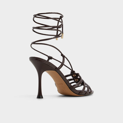 Curacao in Dark Brown - Strappy heeled sandal, Stiletto heel | Aldo Classic