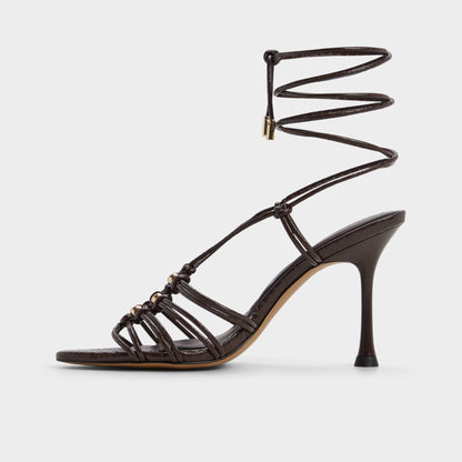 Curacao in Dark Brown - Strappy heeled sandal, Stiletto heel | Aldo Classic