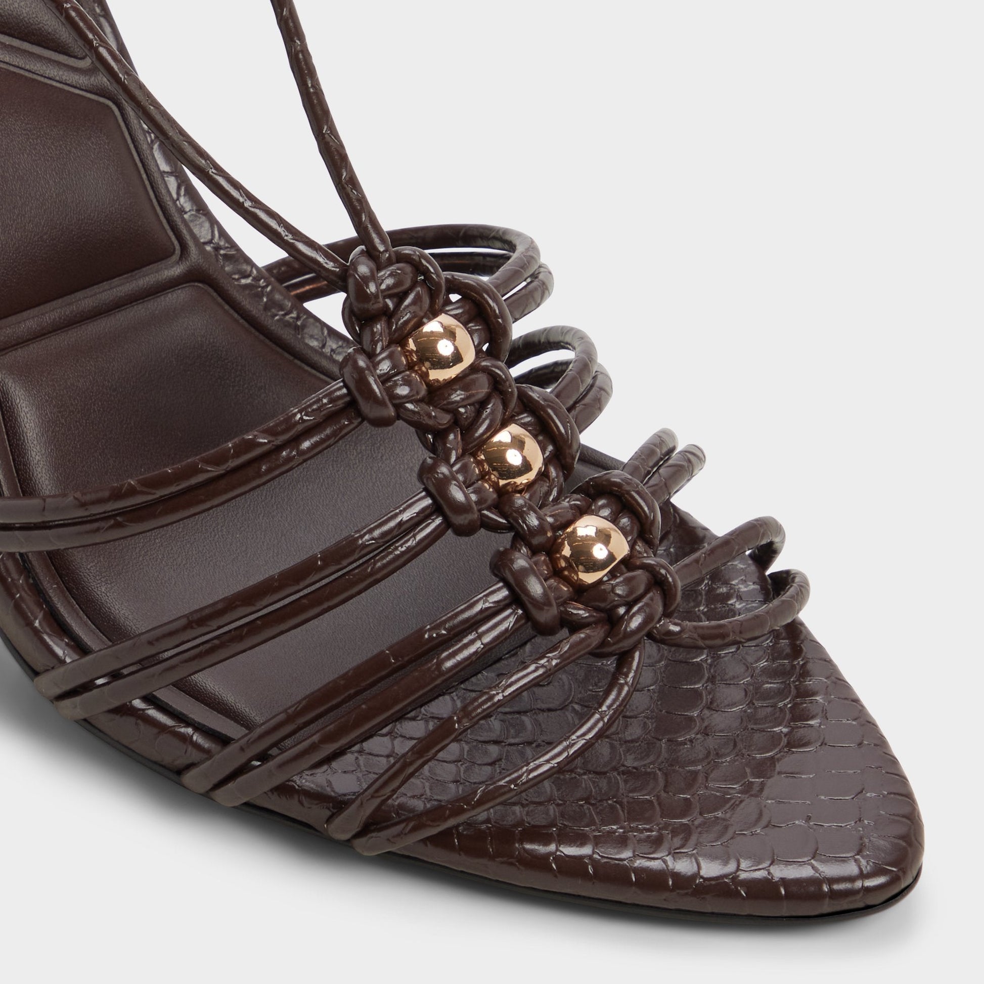Curacao in Dark Brown - Strappy heeled sandal, Stiletto heel | Aldo Classic