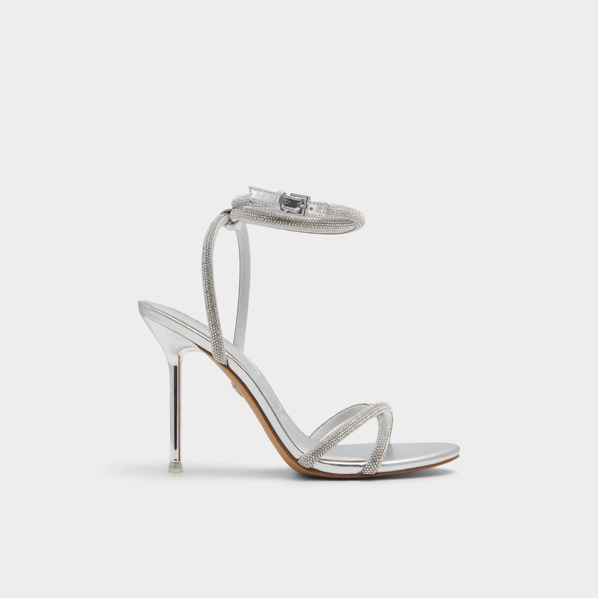 Manaelden Silver Women's Heeled sandals - Strappy heeled sandal, Stiletto heel | Aldo New