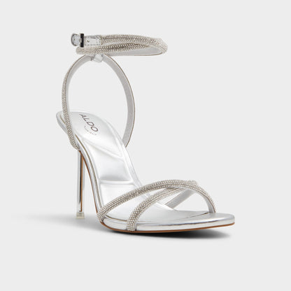 Manaelden Silver Women's Heeled sandals - Strappy heeled sandal, Stiletto heel | Aldo New