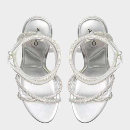 Manaelden Silver Women's Heeled sandals - Strappy heeled sandal, Stiletto heel | Aldo New