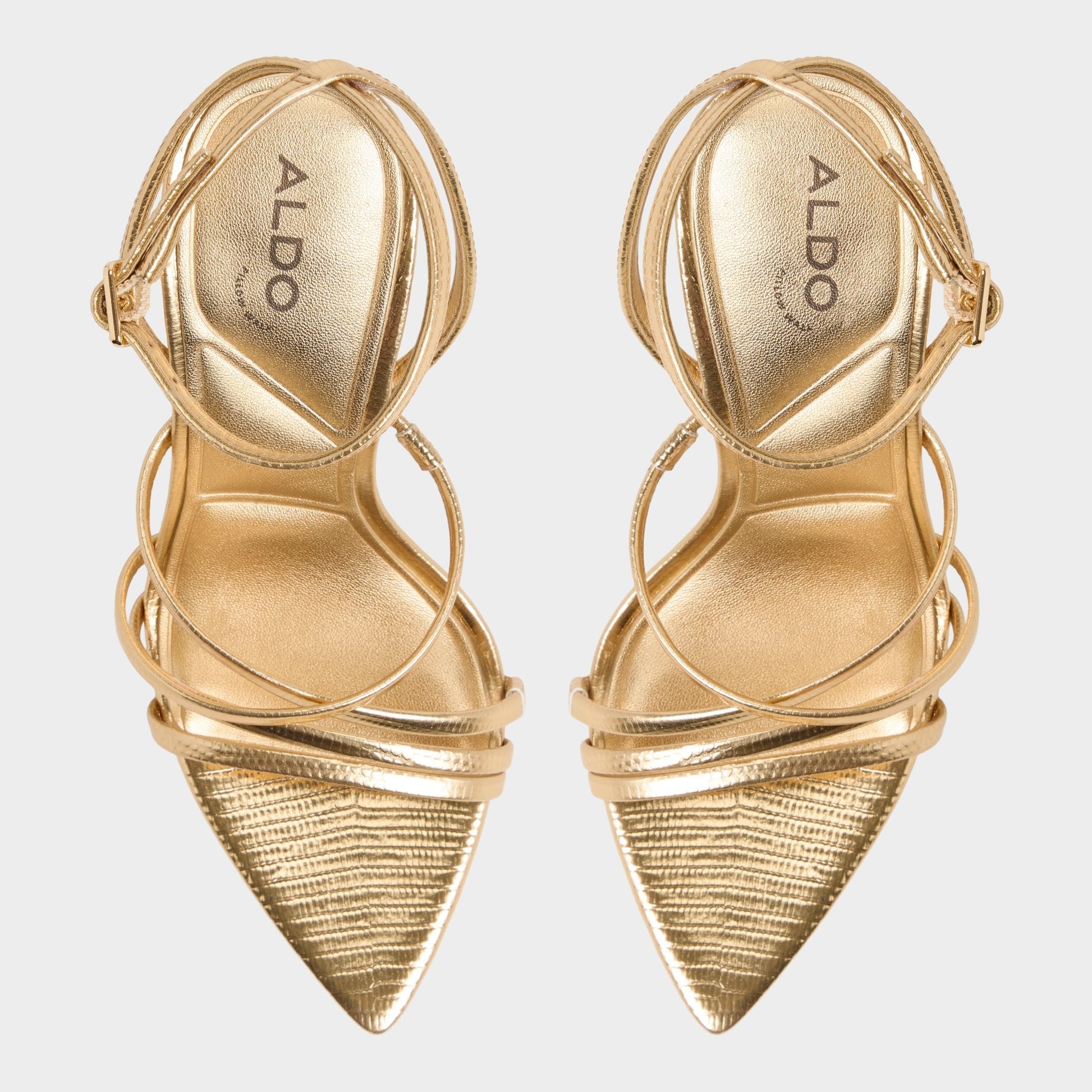 Solania Gold Women's Heeled sandals - Strappy heeled sandal, Stiletto heel | Aldo Exclusive