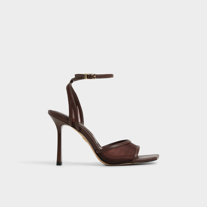 Sharra in Dark Brown - Strappy heeled sandal, Stiletto heel | Aldo Essential