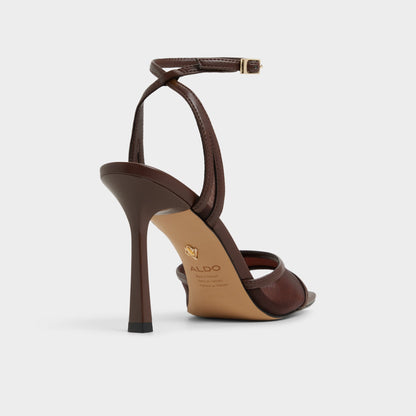 Sharra in Dark Brown - Strappy heeled sandal, Stiletto heel | Aldo Essential