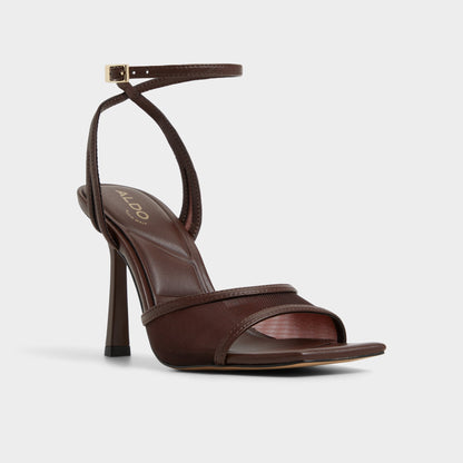 Sharra in Dark Brown - Strappy heeled sandal, Stiletto heel | Aldo Essential