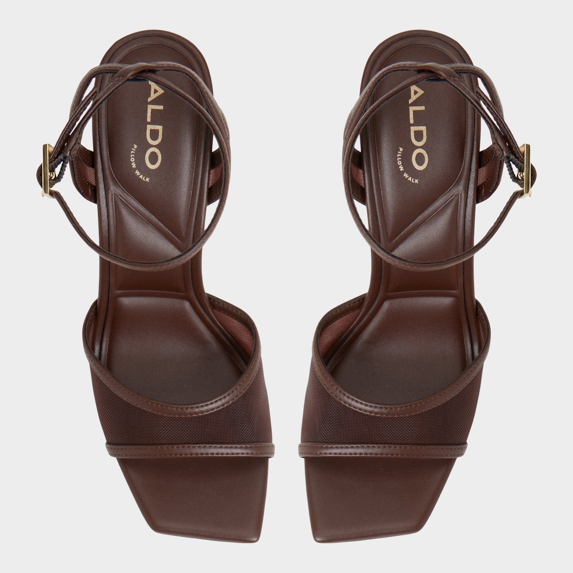 Sharra in Dark Brown - Strappy heeled sandal, Stiletto heel | Aldo Essential