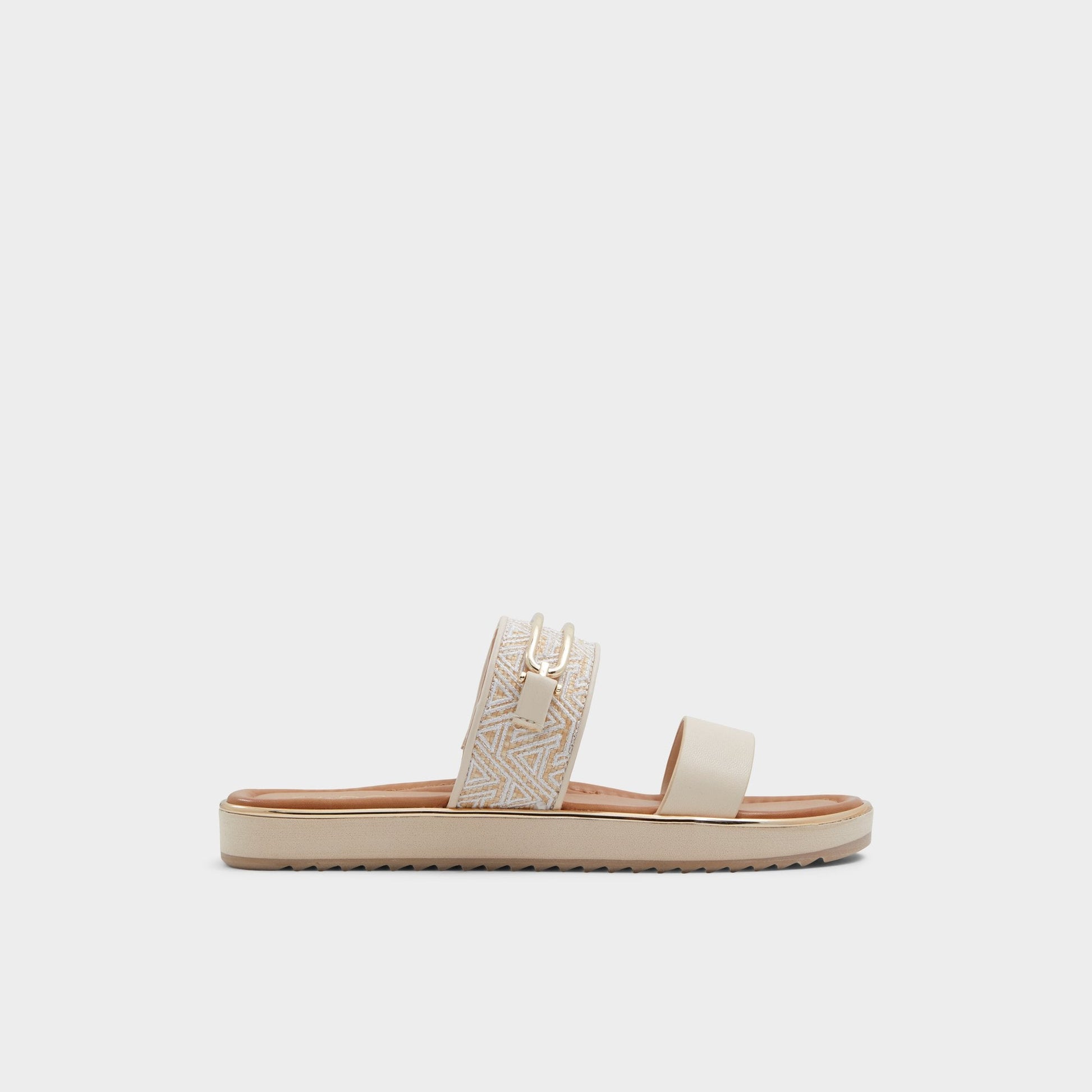 Lagoon Other Beige Synthetic Print Women's Footbed sandals - Slide sandal, Footbed sandal | Aldo Best Seller