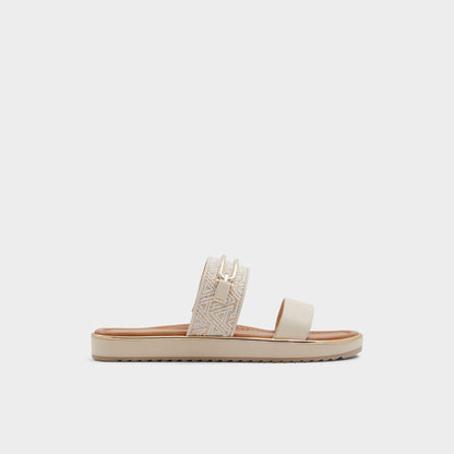 Lagoon Other Beige Synthetic Print Women's Footbed sandals - Slide sandal, Footbed sandal | Aldo Best Seller
