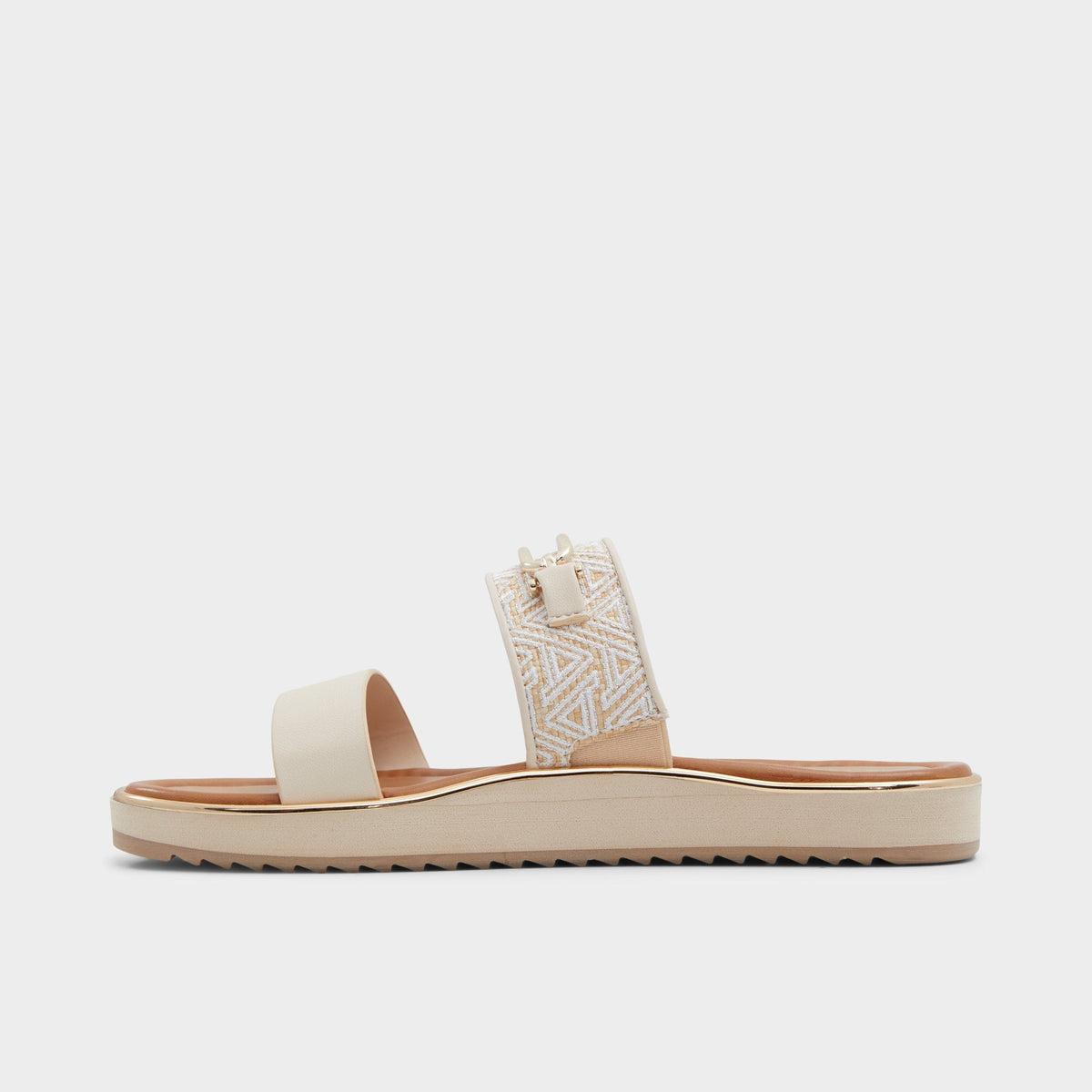 Lagoon Other Beige Synthetic Print Women's Footbed sandals - Slide sandal, Footbed sandal | Aldo Best Seller