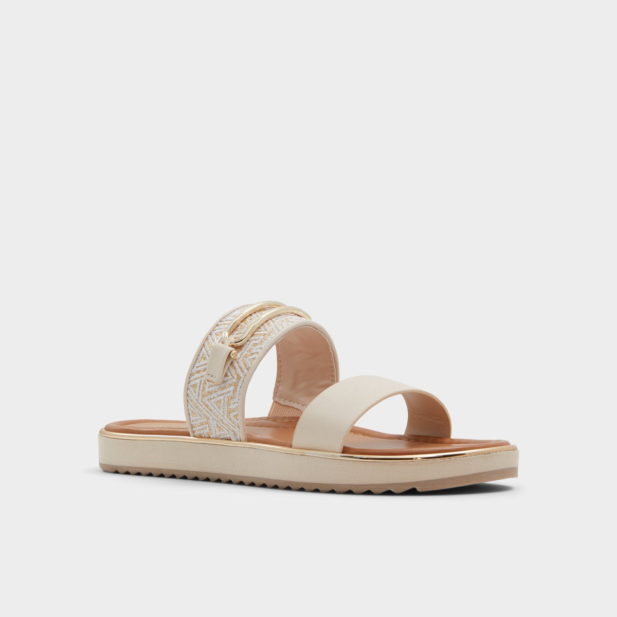 Lagoon Other Beige Synthetic Print Women's Footbed sandals - Slide sandal, Footbed sandal | Aldo Best Seller