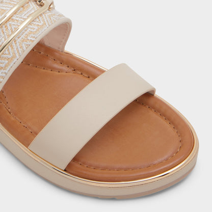 Lagoon Other Beige Synthetic Print Women's Footbed sandals - Slide sandal, Footbed sandal | Aldo Best Seller