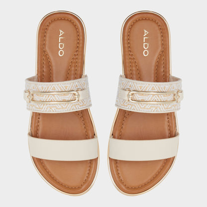 Lagoon Other Beige Synthetic Print Women's Footbed sandals - Slide sandal, Footbed sandal | Aldo Best Seller