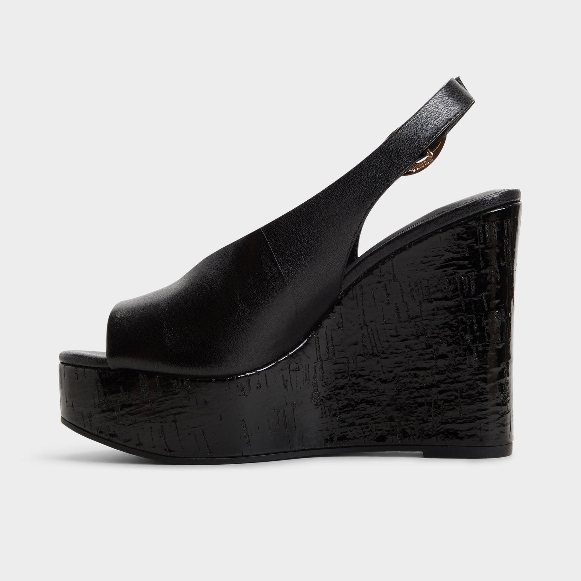 Tatianah in Black - Sling back heeled sandal, Wedge heel | Aldo Exclusive