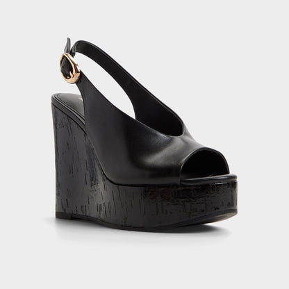 Tatianah in Black - Sling back heeled sandal, Wedge heel | Aldo Exclusive
