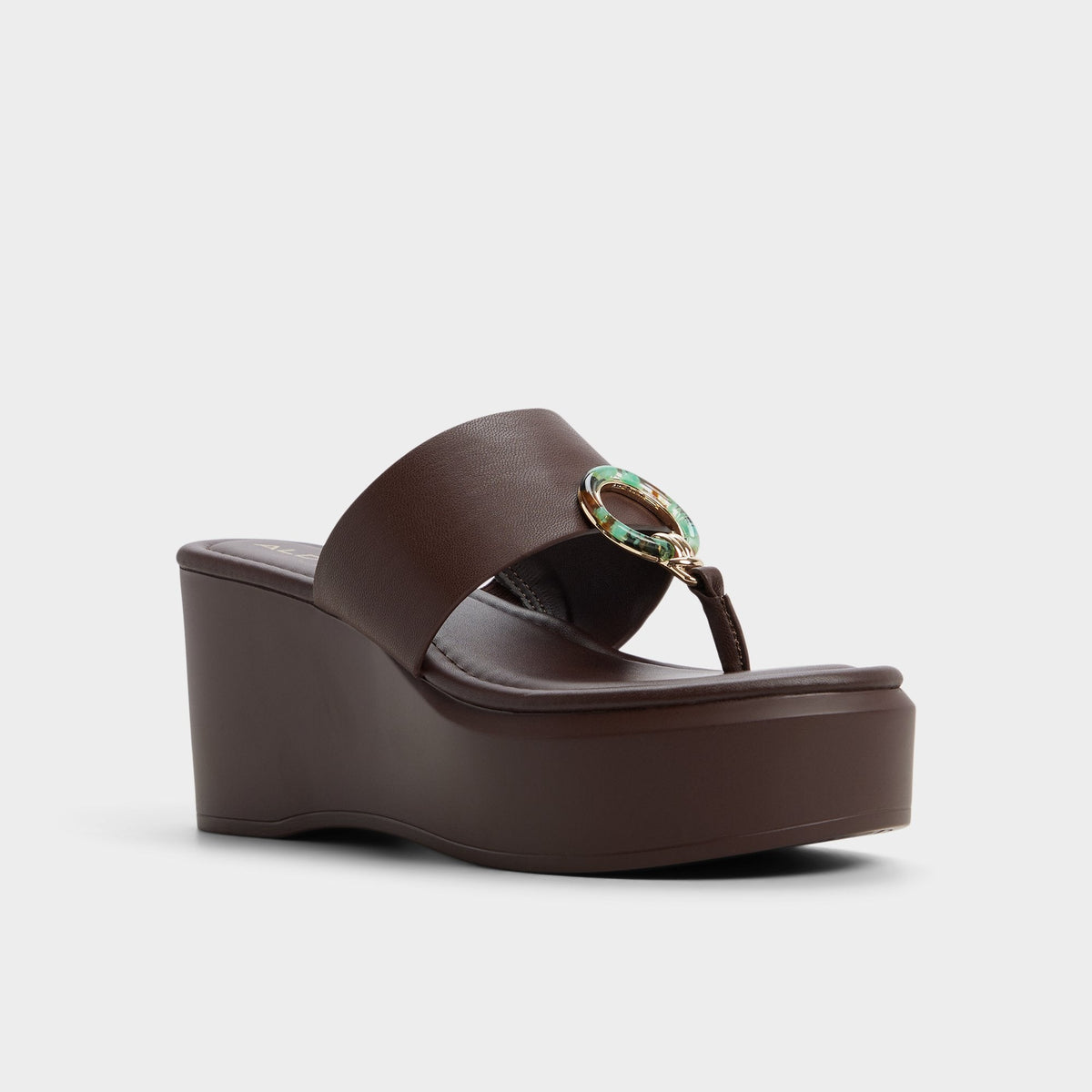 Friegan in Dark Brown - Slide sandal, Wedge heel | Aldo Premium