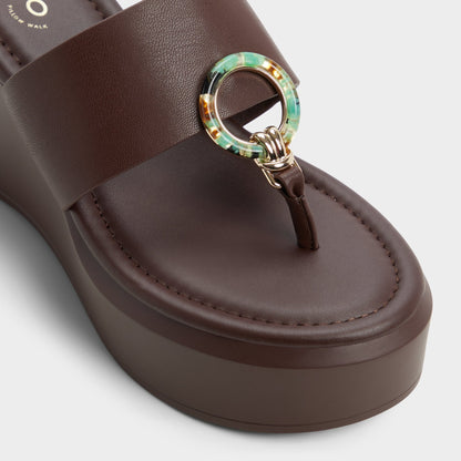 Friegan in Dark Brown - Slide sandal, Wedge heel | Aldo Premium
