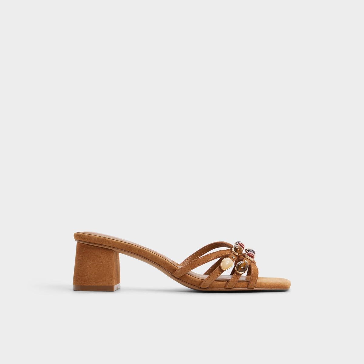 Jemstone in Medium Brown - Strappy heeled sandal, Block heel | Aldo Popular