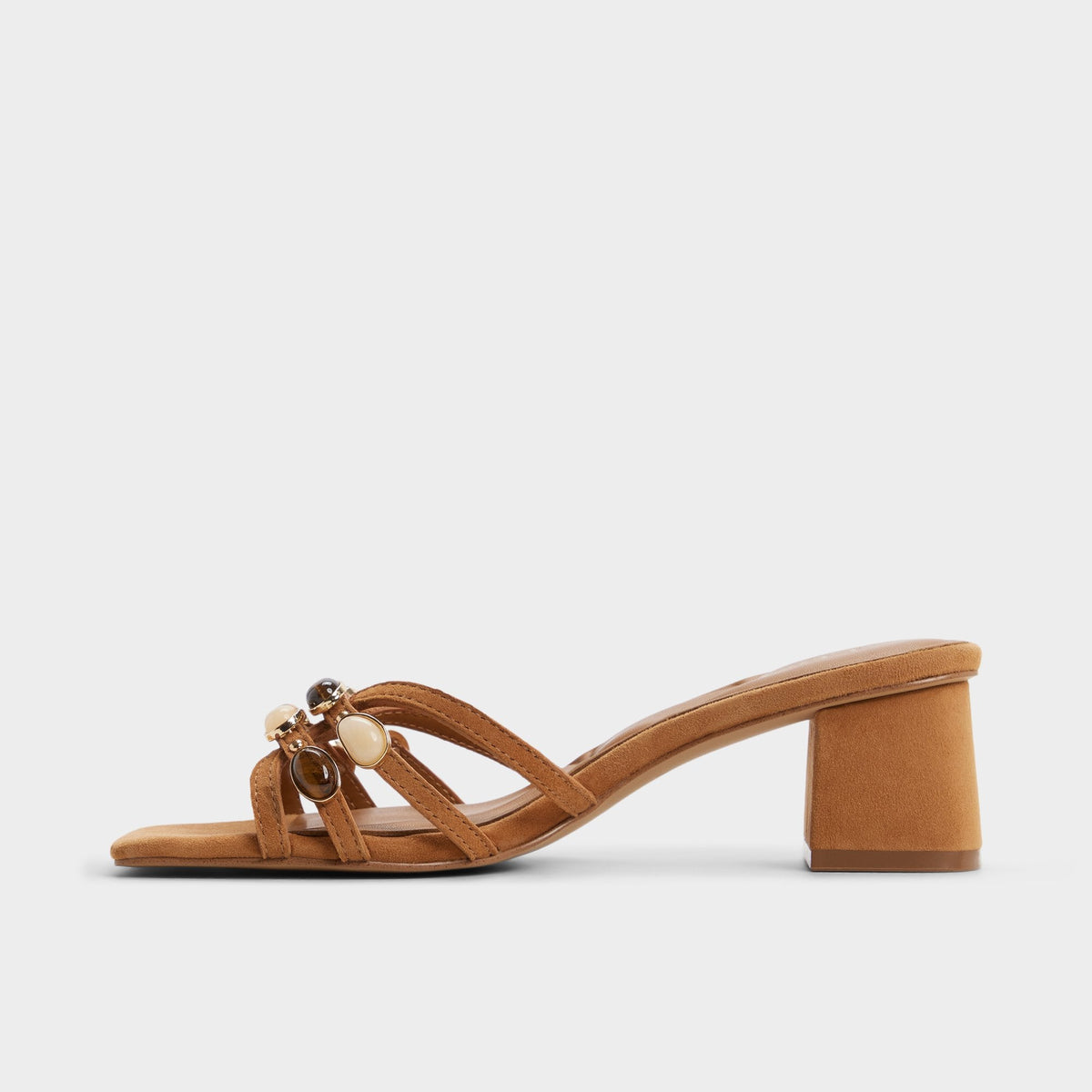 Jemstone in Medium Brown - Strappy heeled sandal, Block heel | Aldo Popular