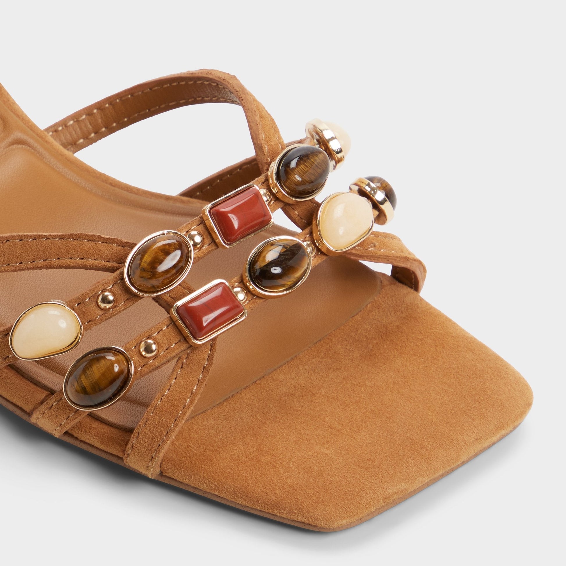 Jemstone in Medium Brown - Strappy heeled sandal, Block heel | Aldo Popular