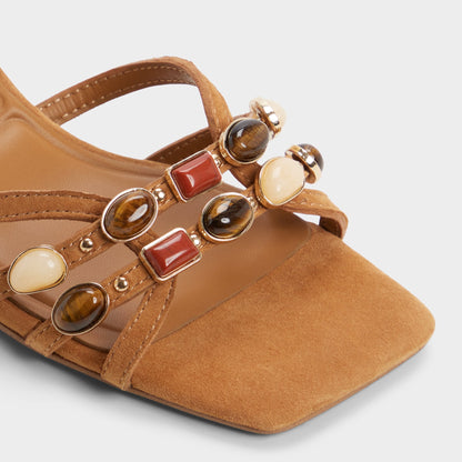 Jemstone in Medium Brown - Strappy heeled sandal, Block heel | Aldo Popular