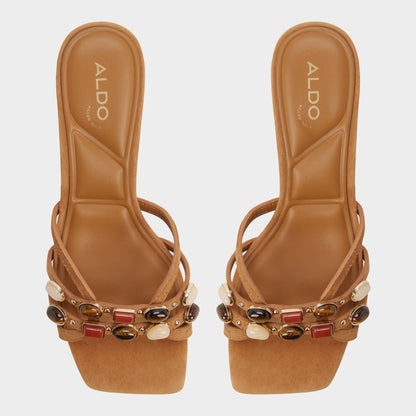 Jemstone in Medium Brown - Strappy heeled sandal, Block heel | Aldo Popular