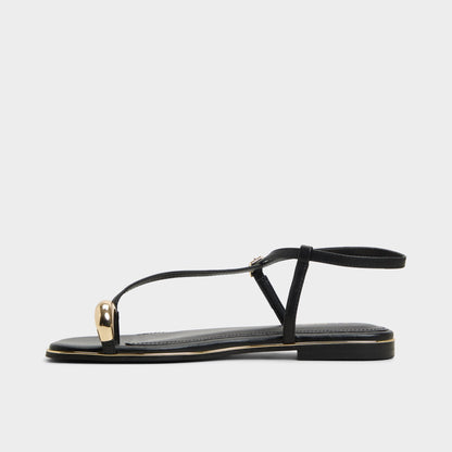 Jomalina Black Women's Flats - Strappy flat sandal | Aldo Signature