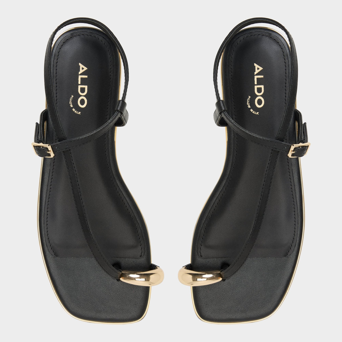 Jomalina Black Women's Flats - Strappy flat sandal | Aldo Signature