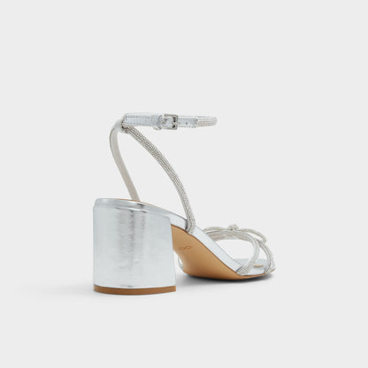 Bouclette Silver Women's Block heels - Strappy heeled sandal, Block heel | Aldo New