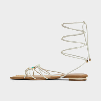 Nirena White/Bone Women's Flats - Strappy flat sandal | Aldo Featured