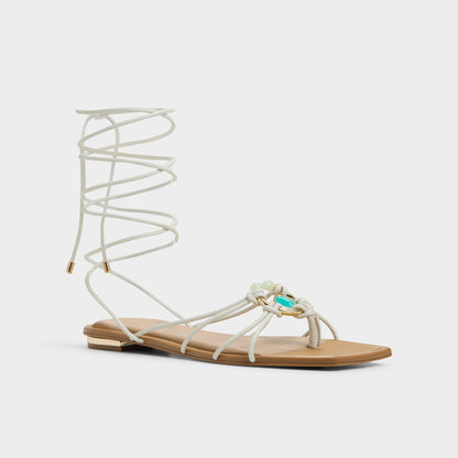 Nirena White/Bone Women's Flats - Strappy flat sandal | Aldo Featured