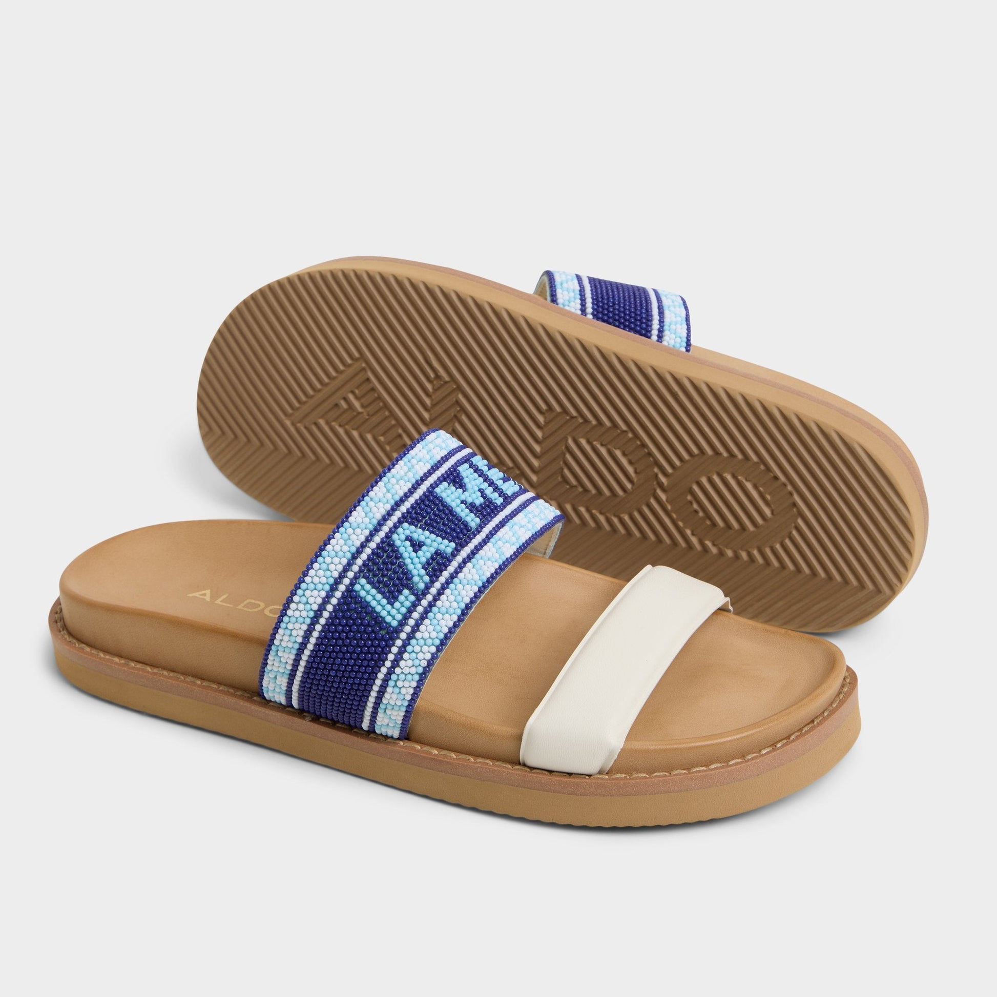 Beachvacay White/Blue Women's Footbed sandals - Slide sandal, Footbed sandal | Aldo Signature