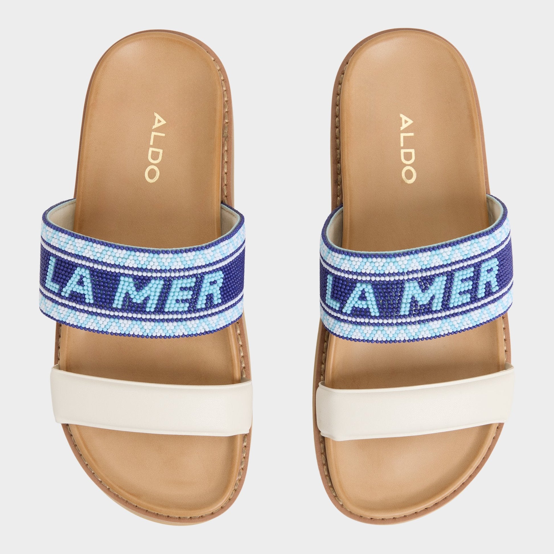Beachvacay White/Blue Women's Footbed sandals - Slide sandal, Footbed sandal | Aldo Signature