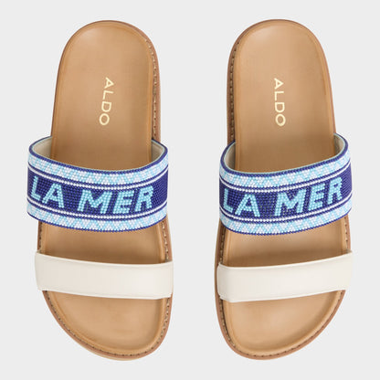 Beachvacay White/Blue Women's Footbed sandals - Slide sandal, Footbed sandal | Aldo Signature