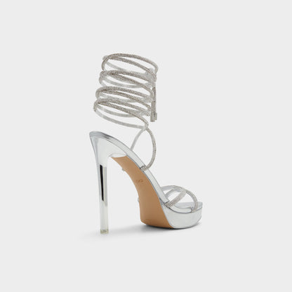 Izabella in Silver 13621003 - Strappy heeled sandal, Platform | Aldo Classic