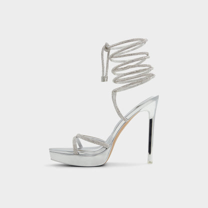 Izabella in Silver 13621003 - Strappy heeled sandal, Platform | Aldo Classic