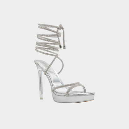 Izabella in Silver 13621003 - Strappy heeled sandal, Platform | Aldo Classic